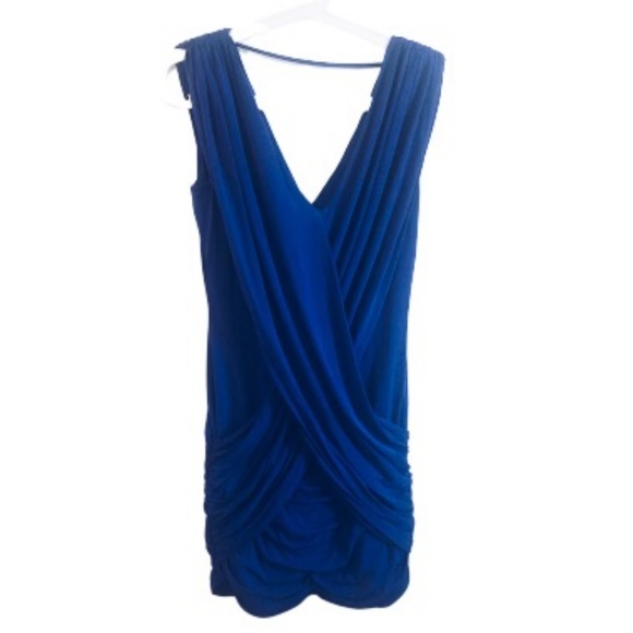 BCBGMaxAzria Blue Ruched Cocktail Dress Size Small - Picture 3 of 6
